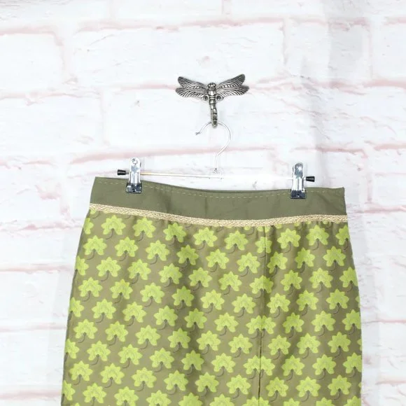 Alberta Ferretti Green Cotton Blend Lotus Flowers Tapestry Pencil Skirt Size 8 - Picture 2 of 10